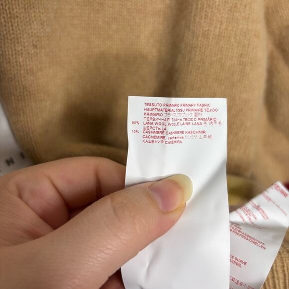 Marni wool and cashmere tan knit sweater with horizontal stripes crew neck small - Picture 5 of 7